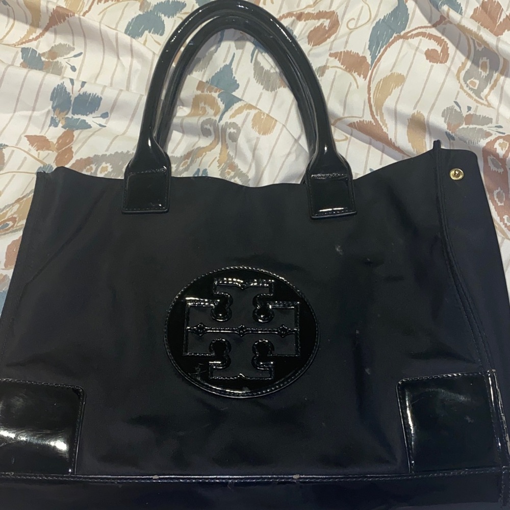 Tory Burch Black Patent Leather Tote